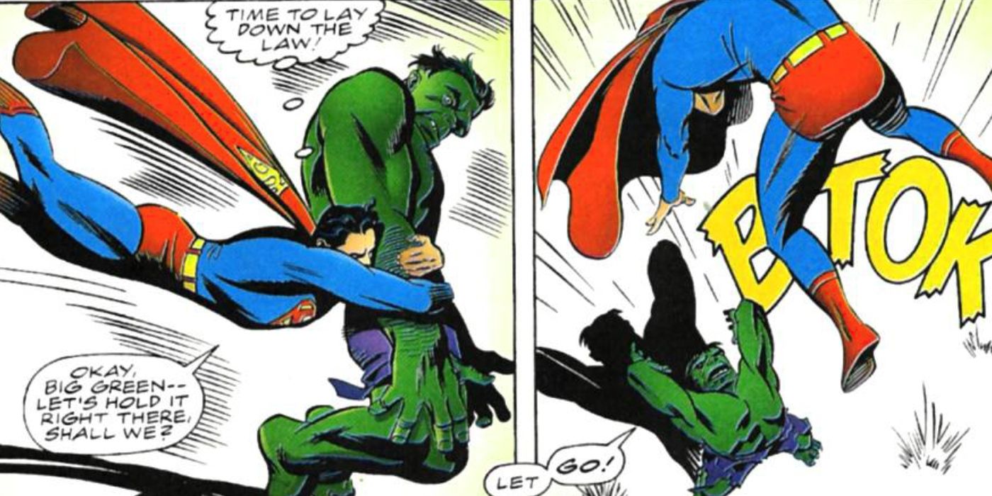 Hulk fighting Superman