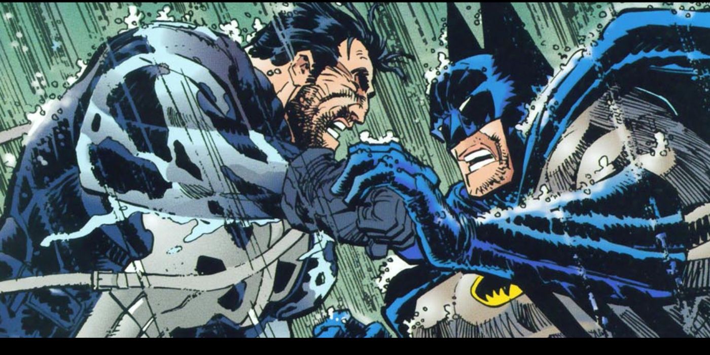 Punisher and Batman fighting